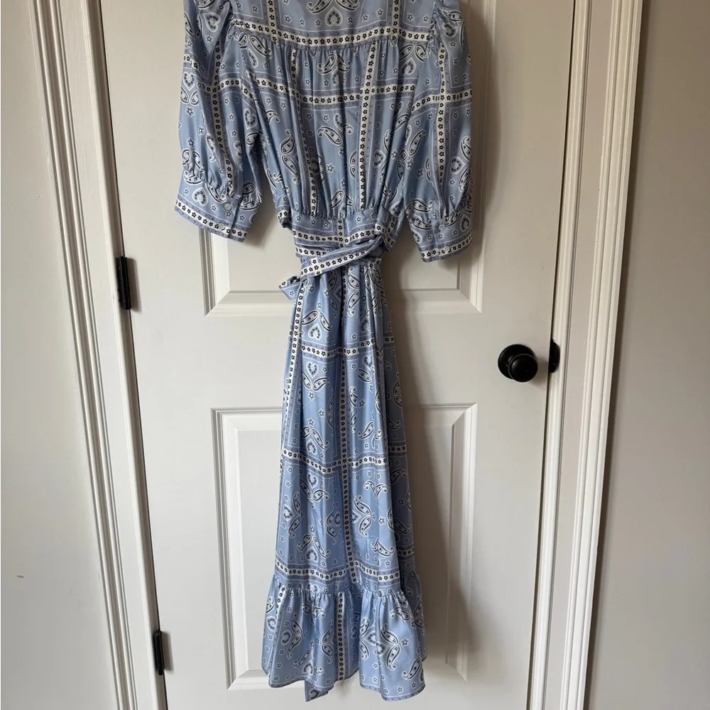 Sandro Light Blue Patterned Long Sleeve Dress - Picture 7 of 8
